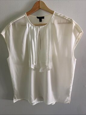 J. Crew Ivory Tie-Front Cap Sleeve Blouse